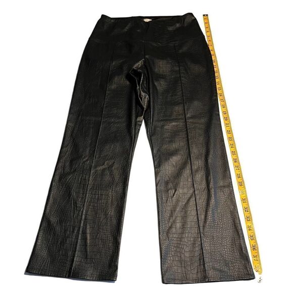 NEW Joie Vegan Faux Leather Crocodile Style Tummy Control Black Pants Large - Picture 7 of 11